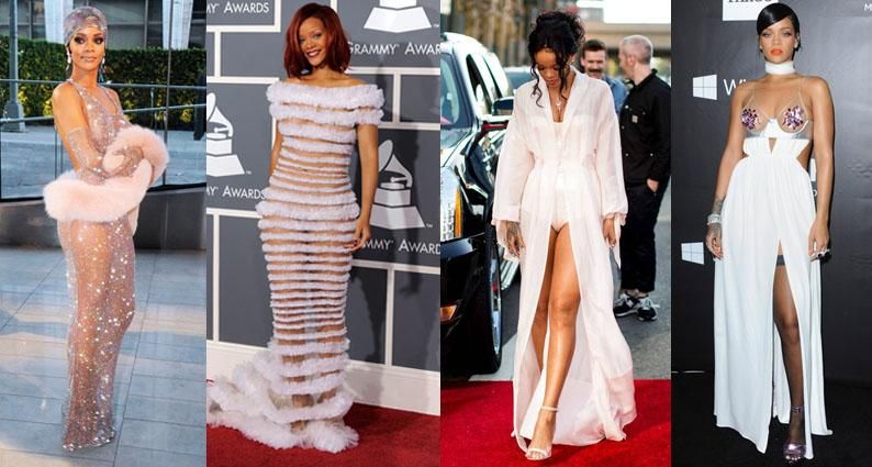 Rihanna birthday sheer gowns