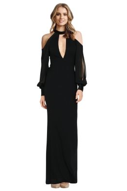 ABS by Allen Schwartz - Cold Shoulder Gown with Chiffon - Front