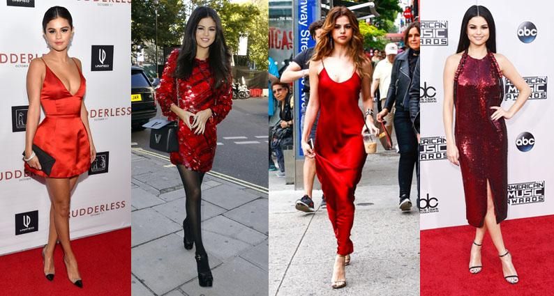 Selena Gomez birthday red dresses