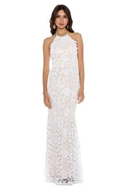Langhem - Leila White and Nude Evening Gown - Front - White