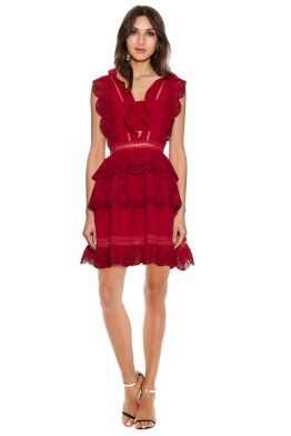 Self Portrait - Tiered broderie-anglaise mini dress - Front