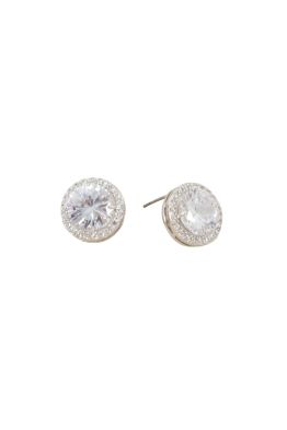 Adorne - CZ Diamante Edge Circle Jewel Stud Earring