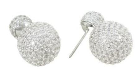 adorne diamante double ball stud earring