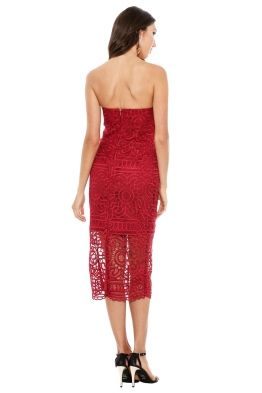 Nicholas the Label - Geo Floral Lace Strapless Dress - Berry Red - Front