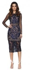 luxe navy lace and sheer renaissance dress