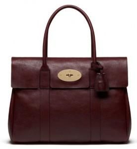 oxblood leather handbag