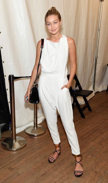 Gigi Hadid white jumpsuit