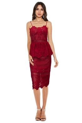 Grace and Hart - Frilling Around Fitted Midi - Cherry - Front