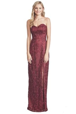 Lana Berry Lace Evening Gown - Front - Red