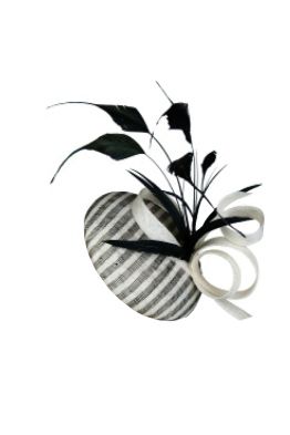 Morgan & Taylor - Striped Beret With Coque Feather