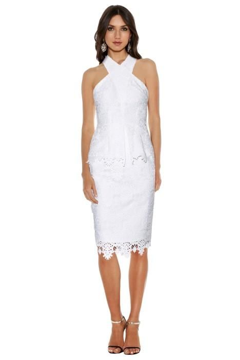 Ministry Of Style Cross Section Fitted Midi Dress in Ivory
