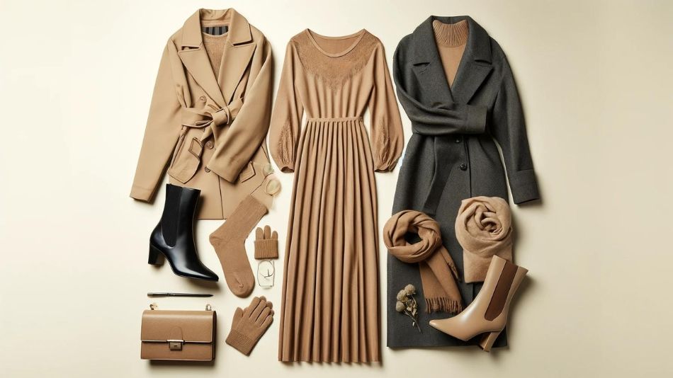 Midi dress and coat outfit for cooler weather