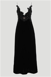 Sensory Velvet Midi Slip Dress in Black