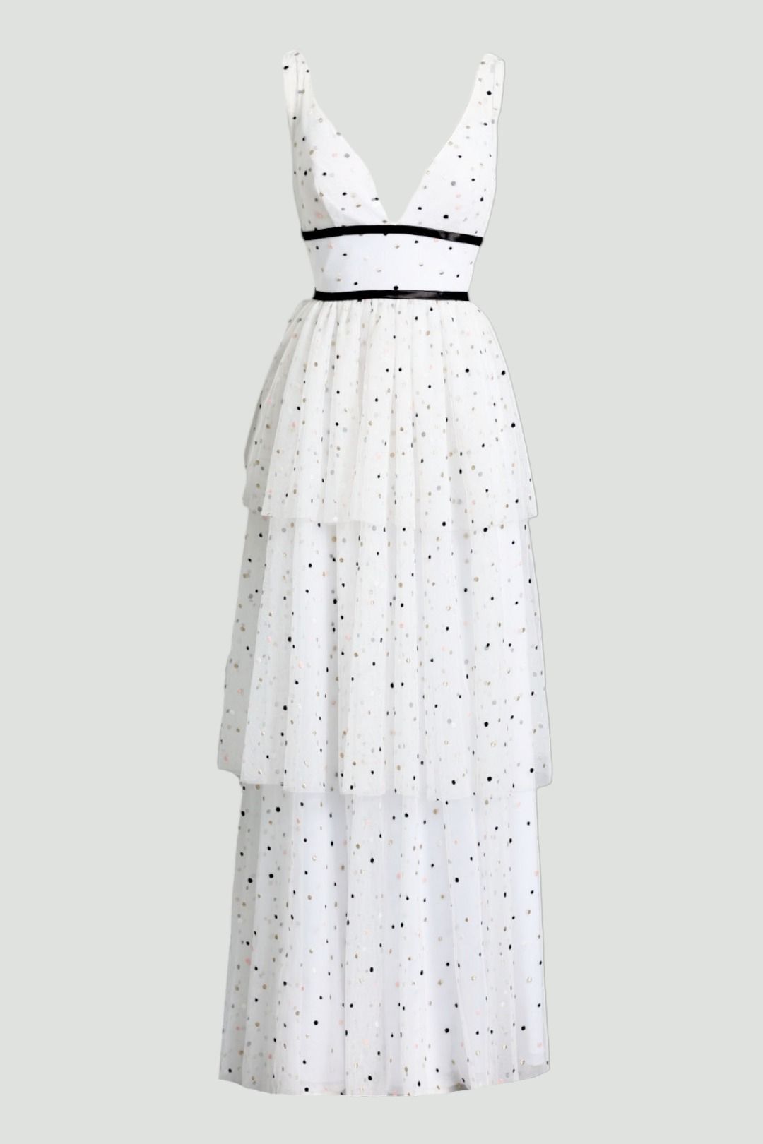 Buy Polka Dot Layered V Neck Dress | Embrace The Envious | GlamCorner