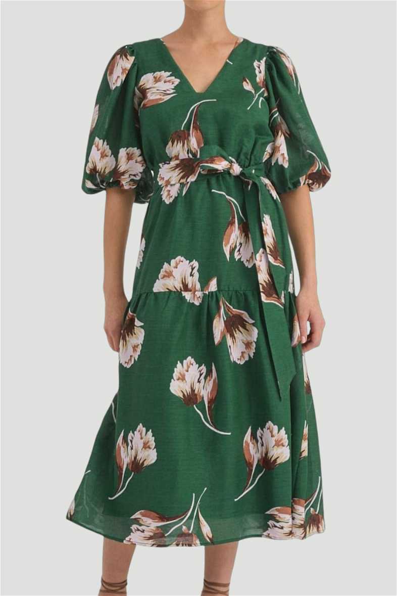 witchery green floral dress Violeta Green Floral Midi Dress main image 0