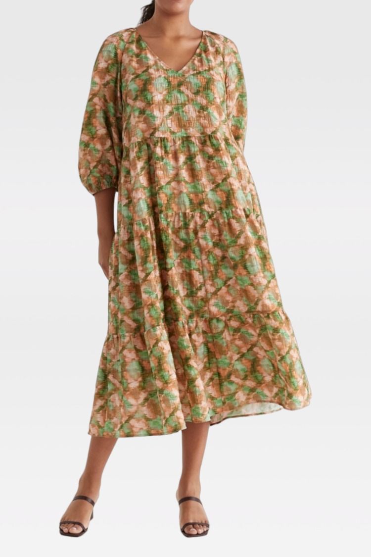 Sussan Leaf Watercolour Midi Dress