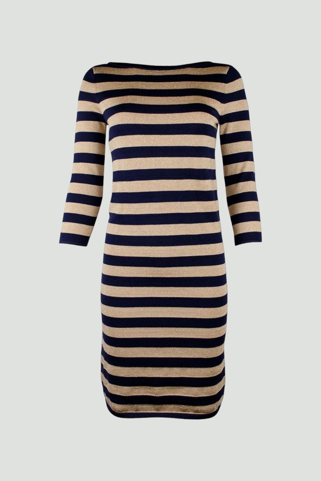 Buy Navy and Metallic Gold Stripe Dress | Ralph Lauren | GlamCorner