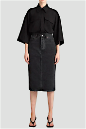Camilla and Marc Penelope Midi Skirt in Mottled Charcoal Black