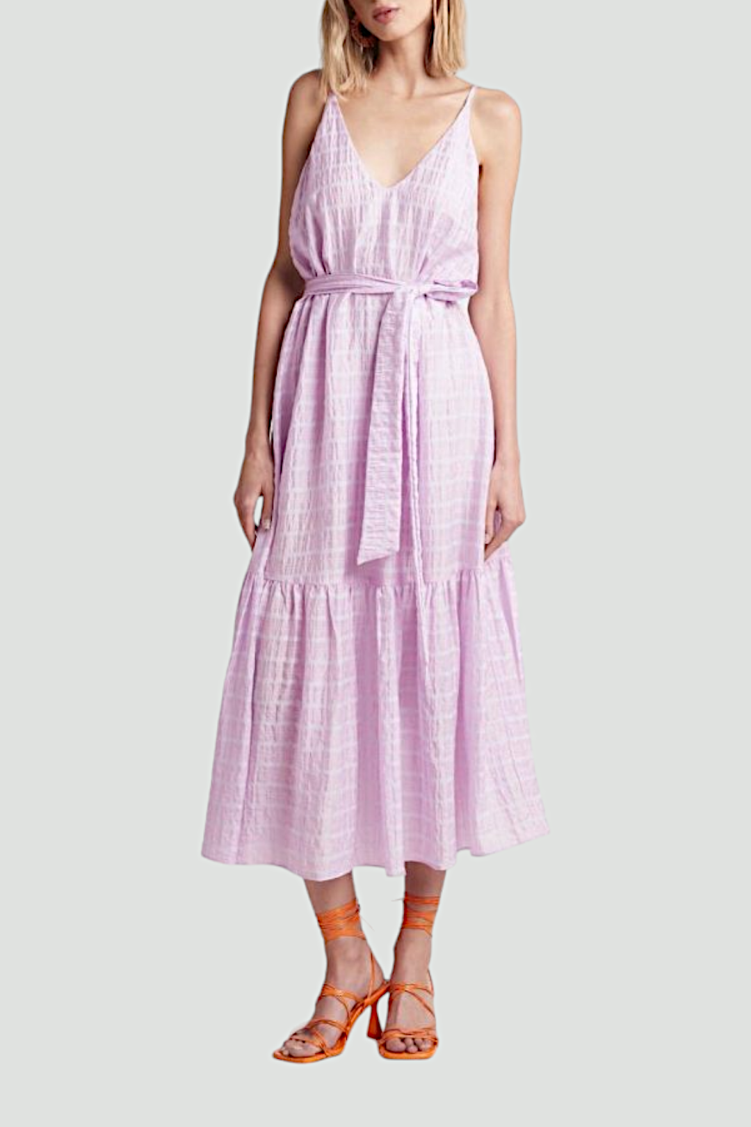 Pink Waist Tie Maxi Dress