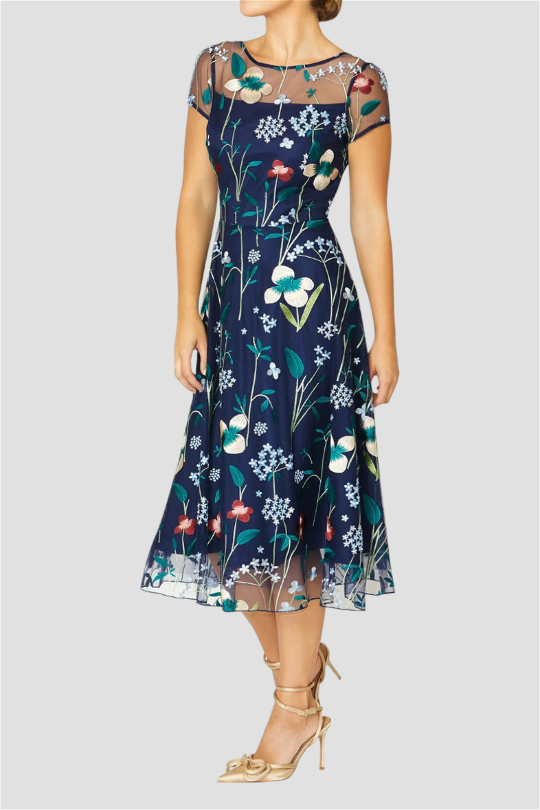 Buy Leila Navy Floral A Line Dress Anthea Crawford GlamCorner