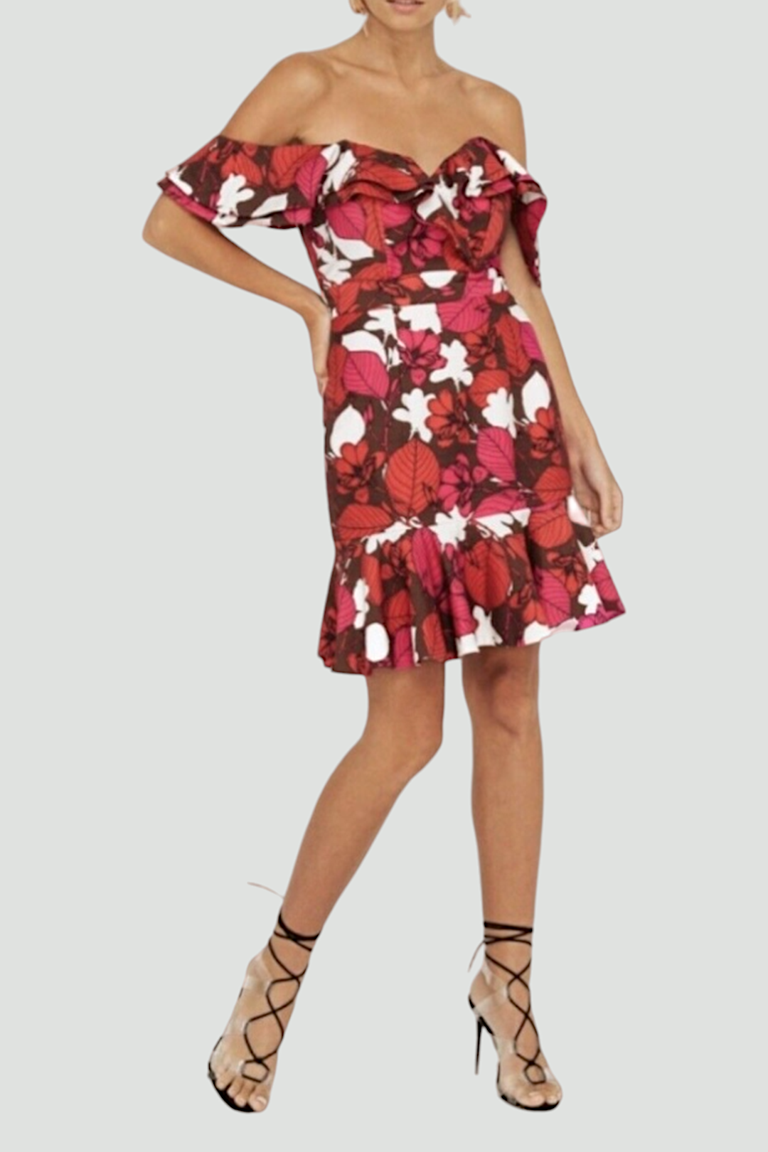 Sheike in Rumba Floral Off The Shoulder Mini Dress