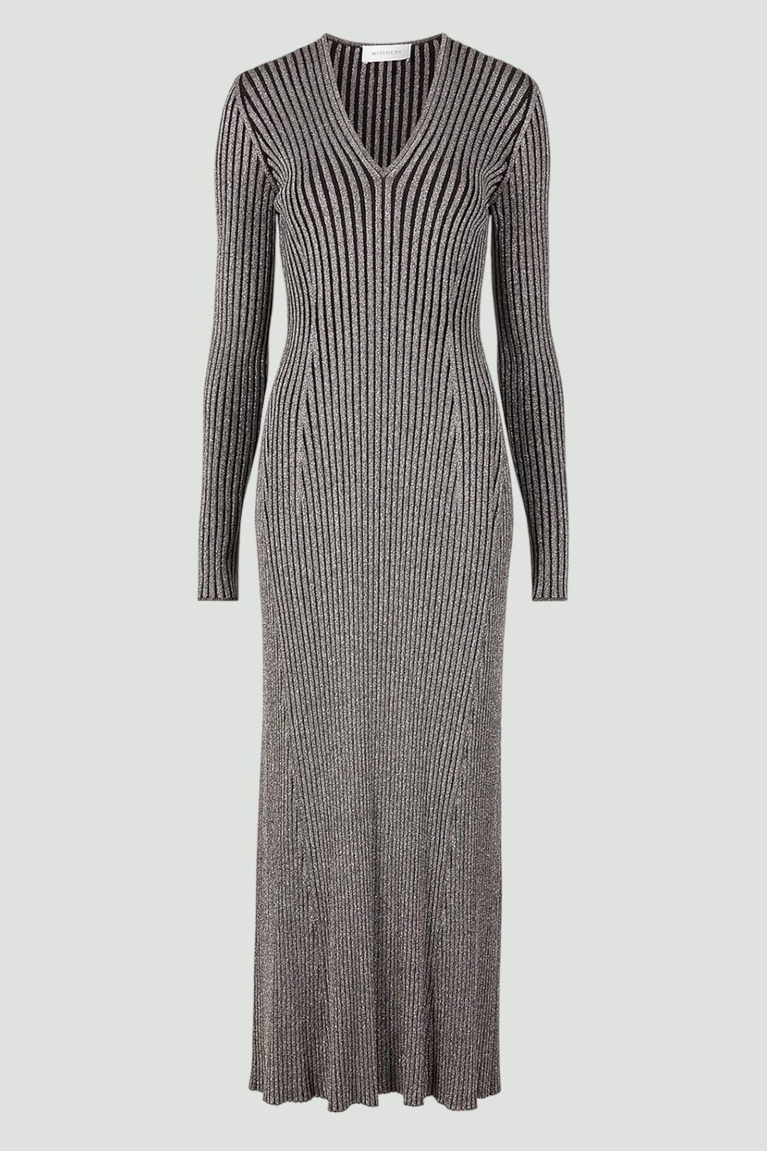 Witchery - Lurex Knit Midi Dress in Black and Silver