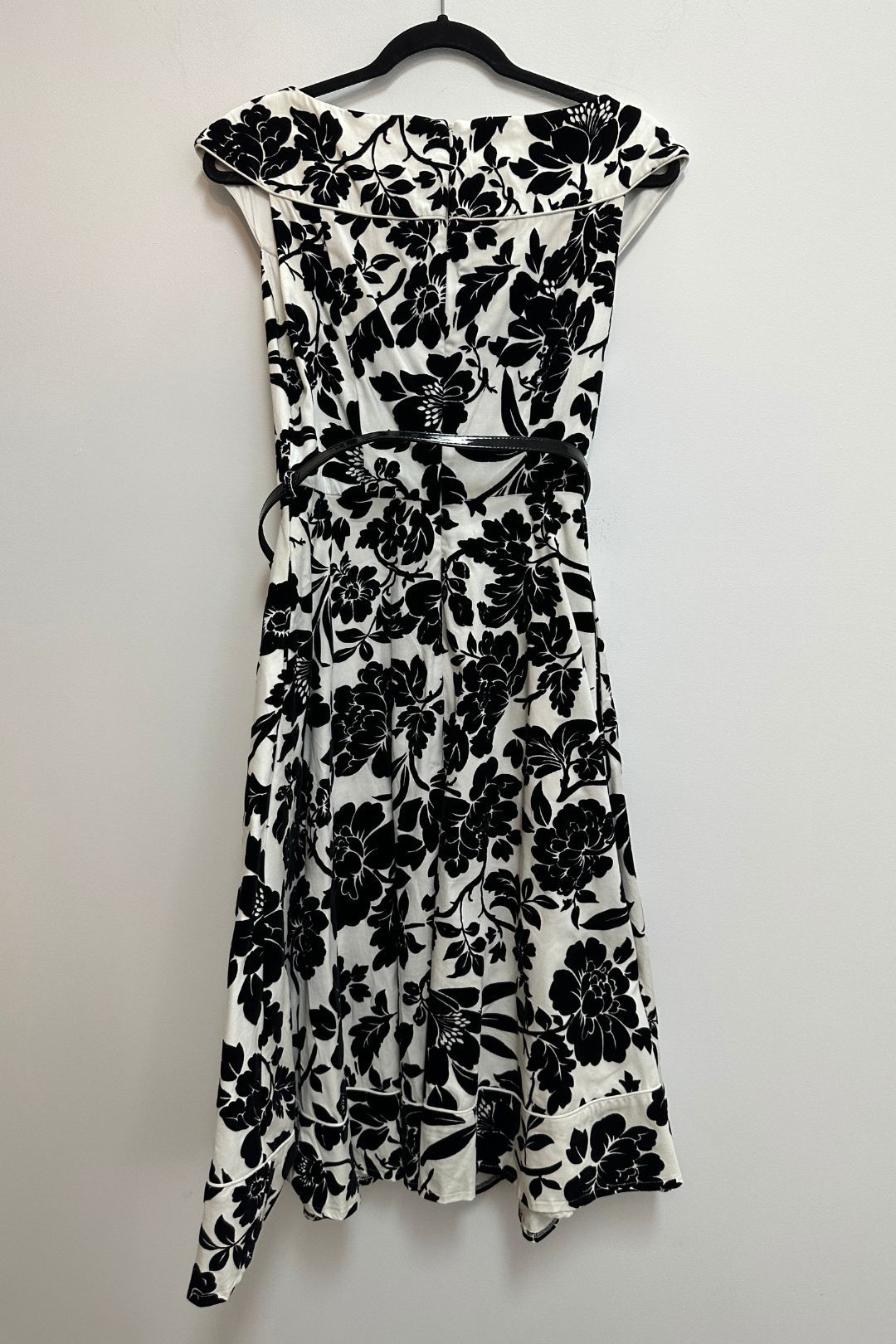 Cream and Black Cascade Floral Dress