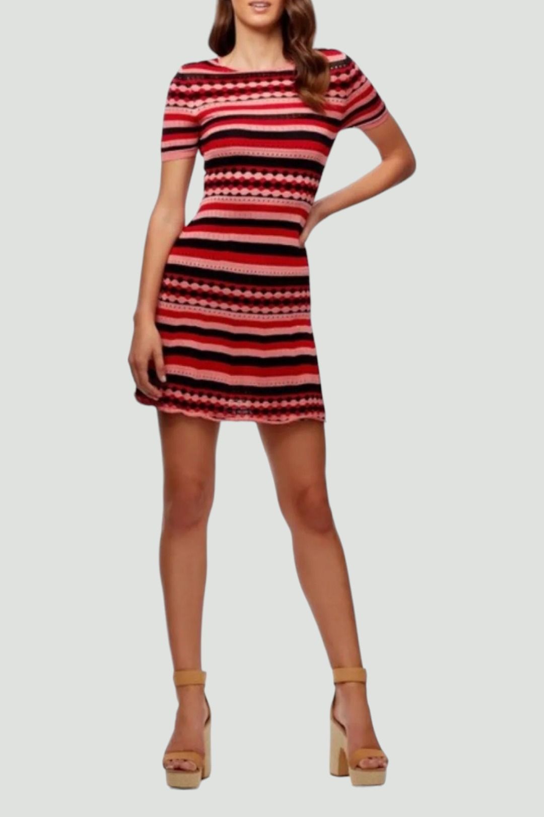 Buy Majorca Fitted Knit Striped Dress in Multi Kookai GlamCorner