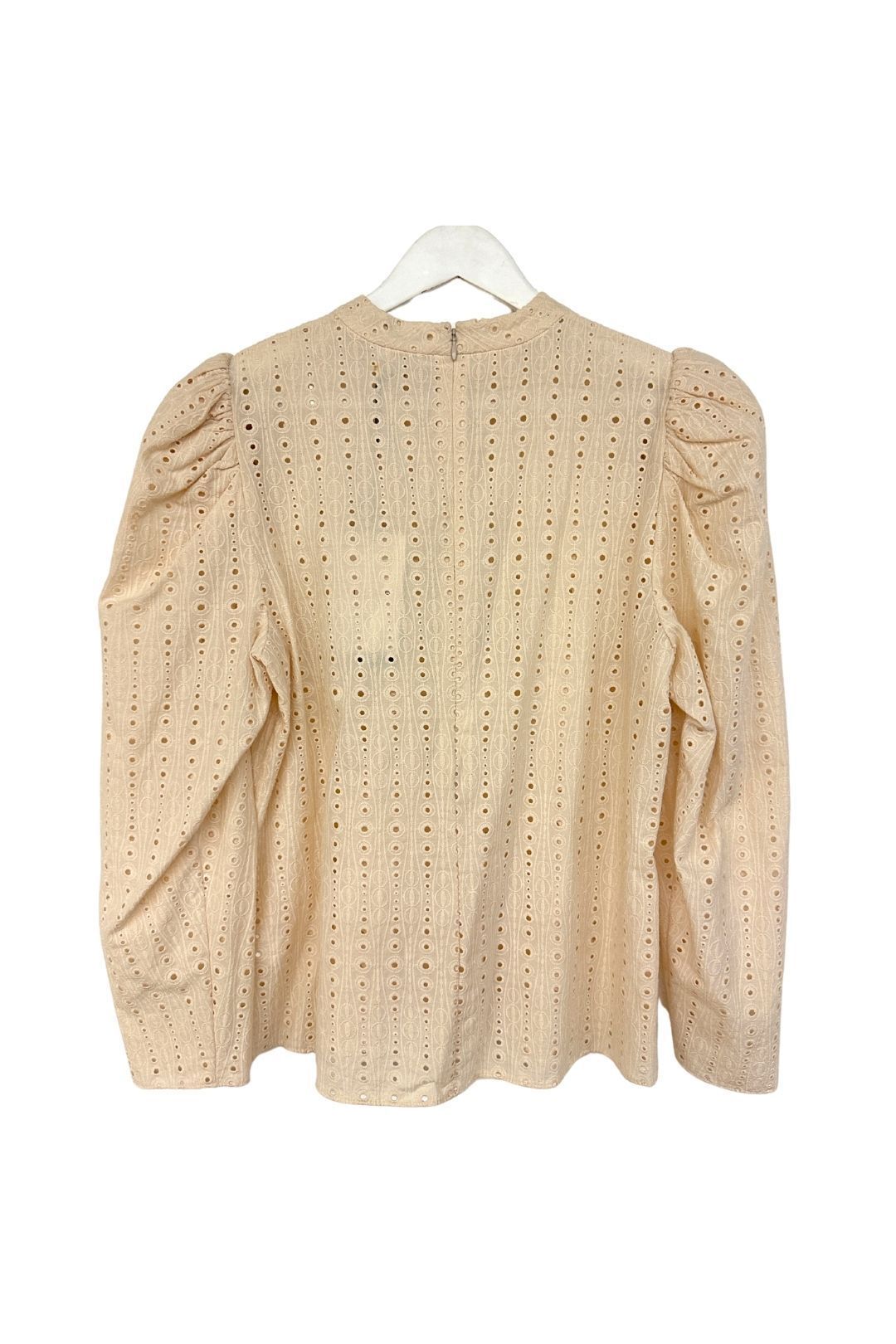 Embroidered Puff Sleeve Blouse in Cream