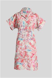 Erdem Short Sleeve Shirt Dress in Multi Print