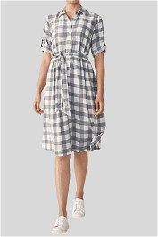 Trenery Grey and White Gingham Shirt Dress
