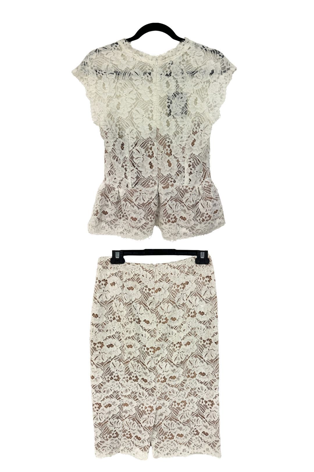 Witchery Lace Top and Skirt Set in Cream