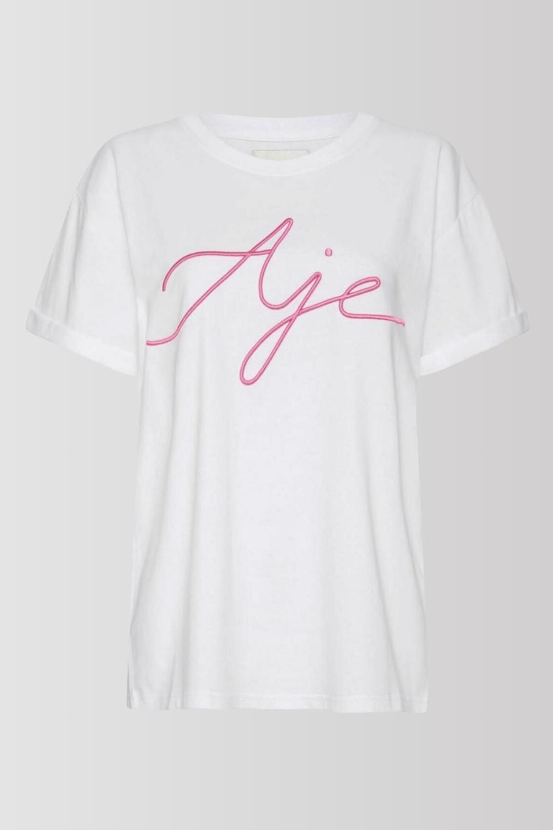 Questa Ribbon French Rose Pink Logo White Tee