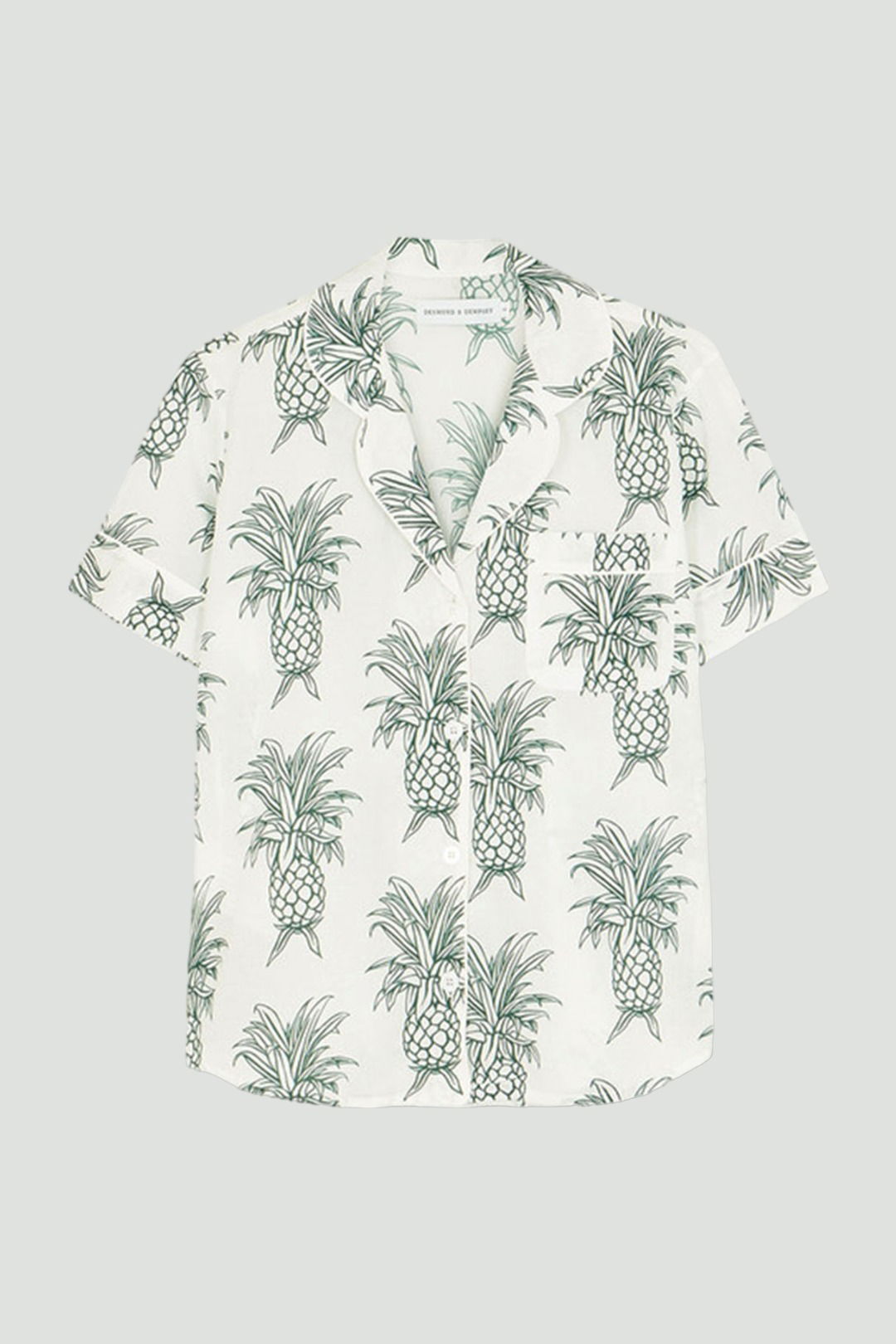 Desmond and Dempsey - Howie Pineapple Print Signature Pyjama Short Sleeve Shirt