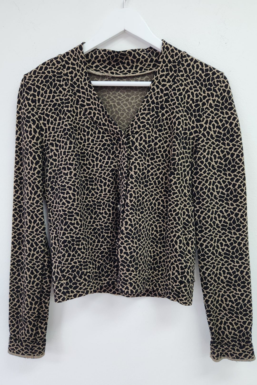Animal Print Waisted V-neck Jacket