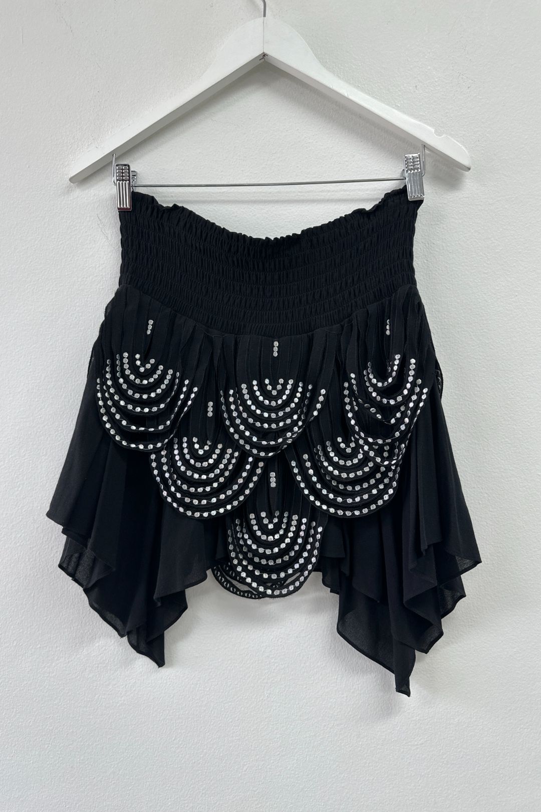 Black and Silver Tiered Mini Skirt 