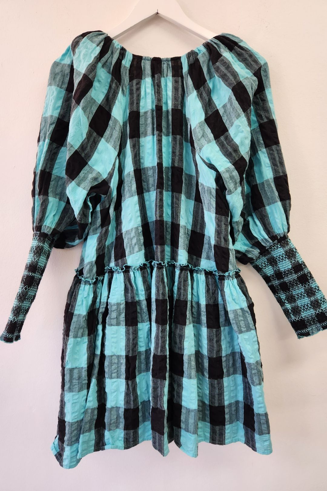 Buy Black and Teal Neve Mini Check Dress Steele GlamCorner