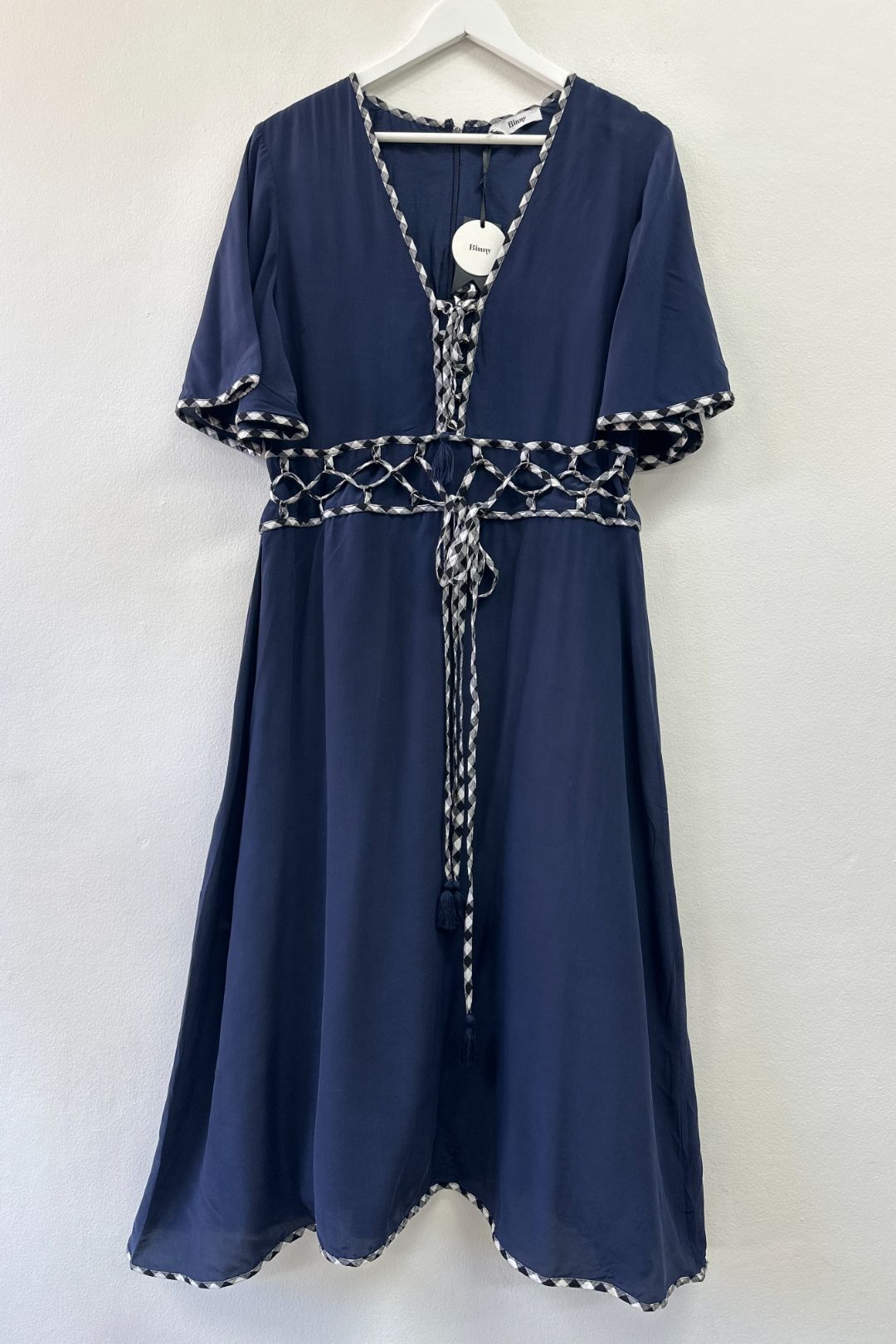Binny Casa Boheme Silk Midi Dress in Navy