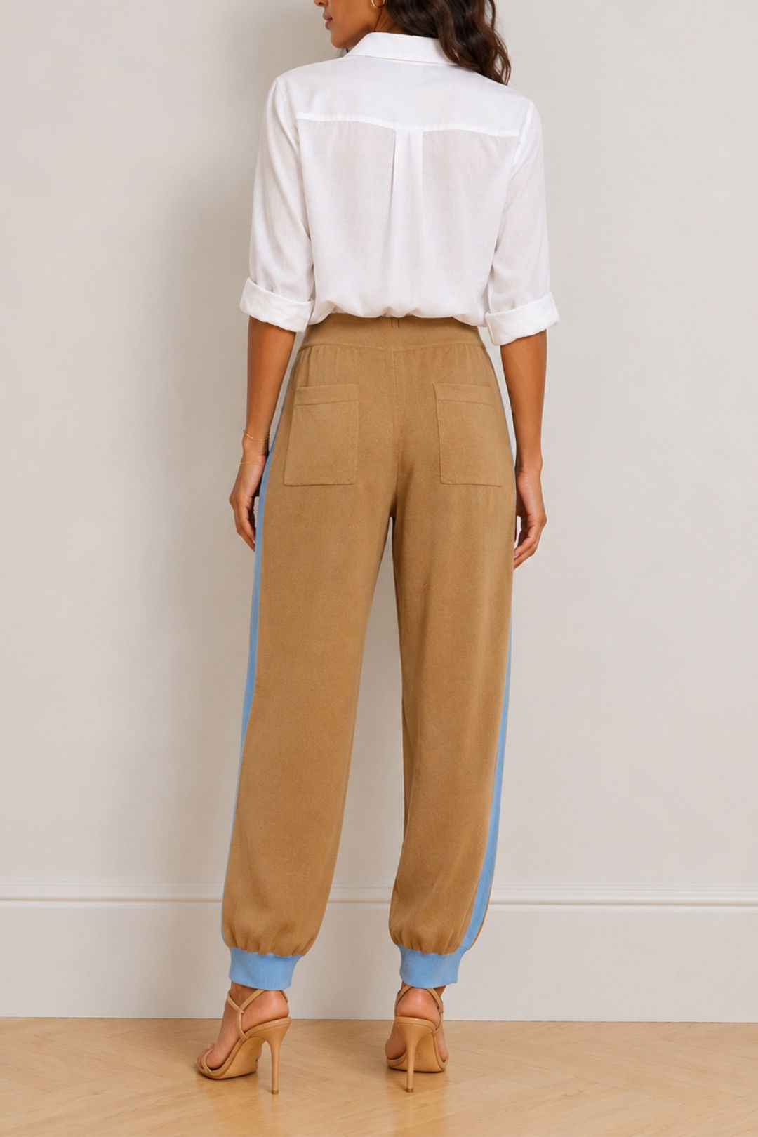  Dress Hire Brunch Venroy	Knitted Contrast Stripe Pant - Taupe