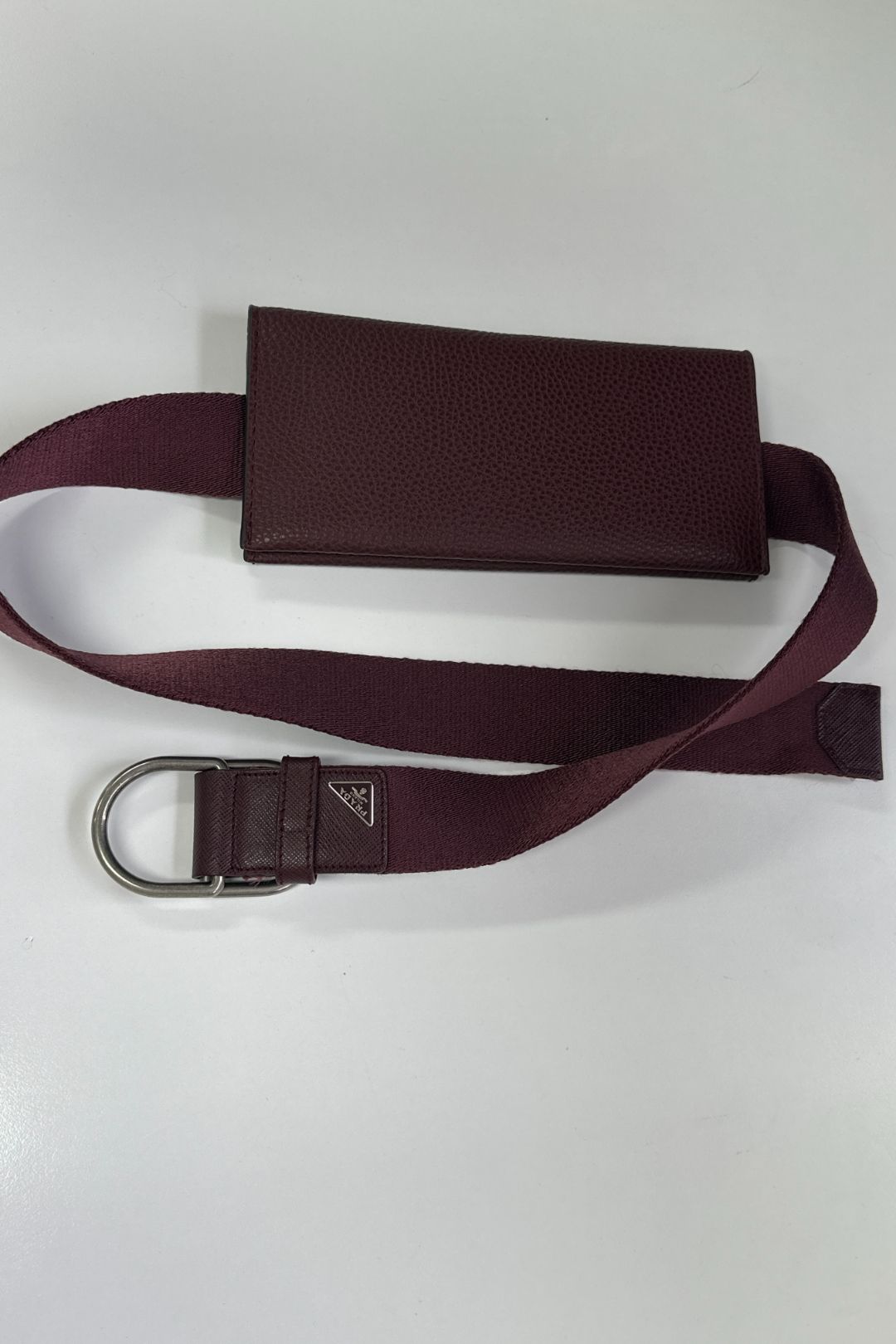 Prada Maroon Leather Wallet on Belt