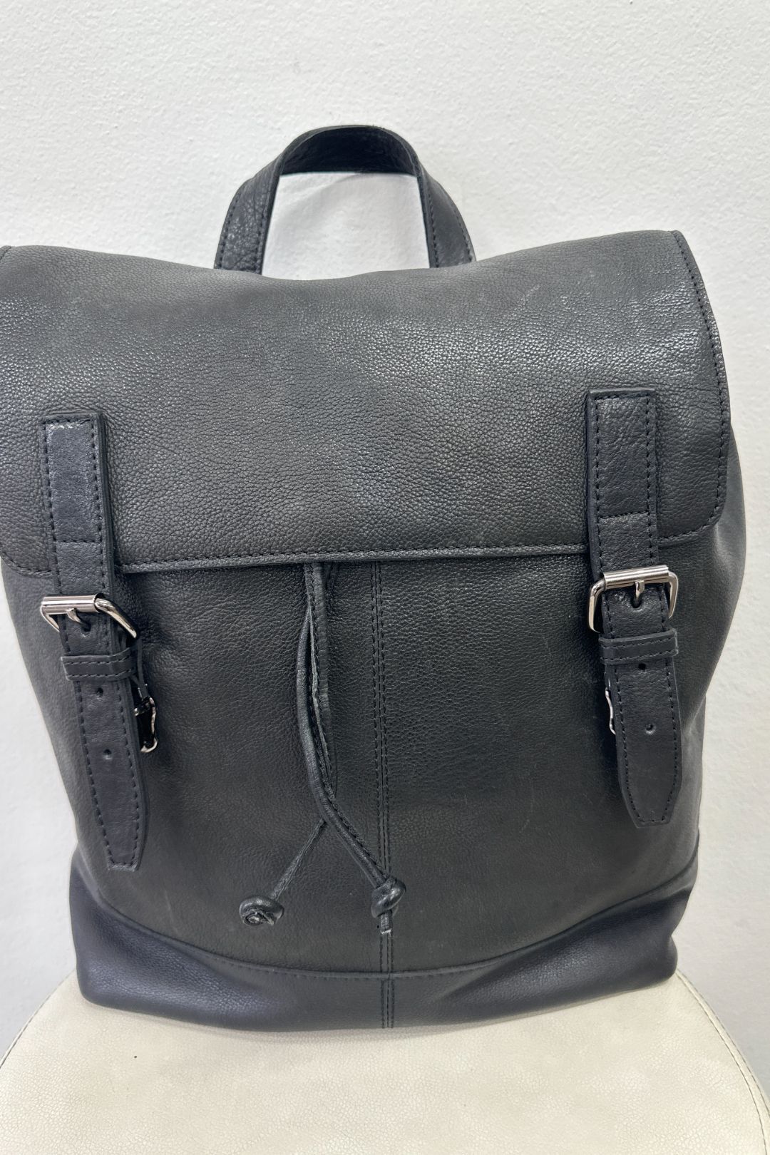 Oxford Men's Black Matt Leather Backpack