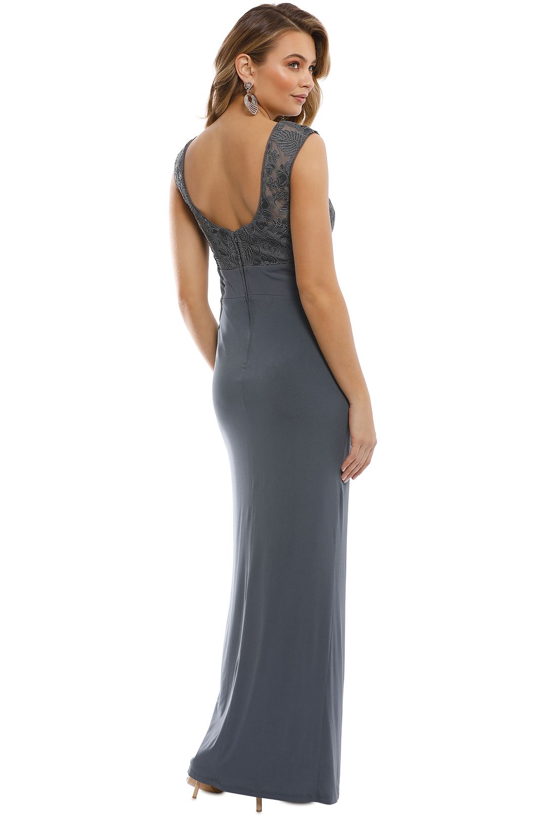 Montique - Maya Embroidered Gown - Grey - Back
