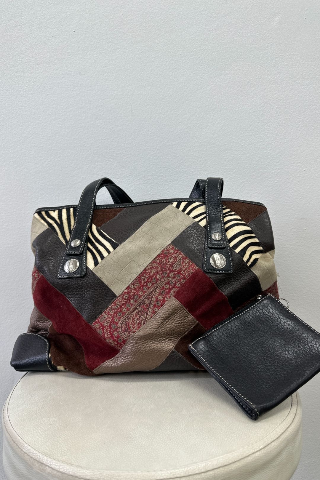 Buy Multi Exotic Leather Patchwork Bag Enzo Angiolini GlamCorner