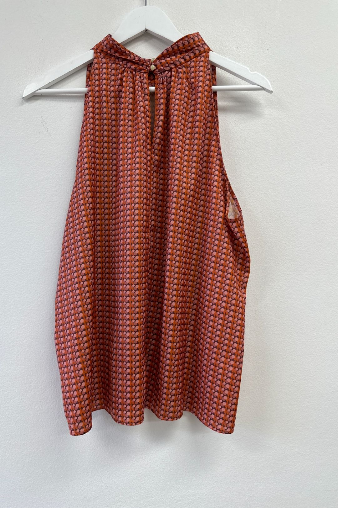 Orange Prismatic Print Sleeveless Top