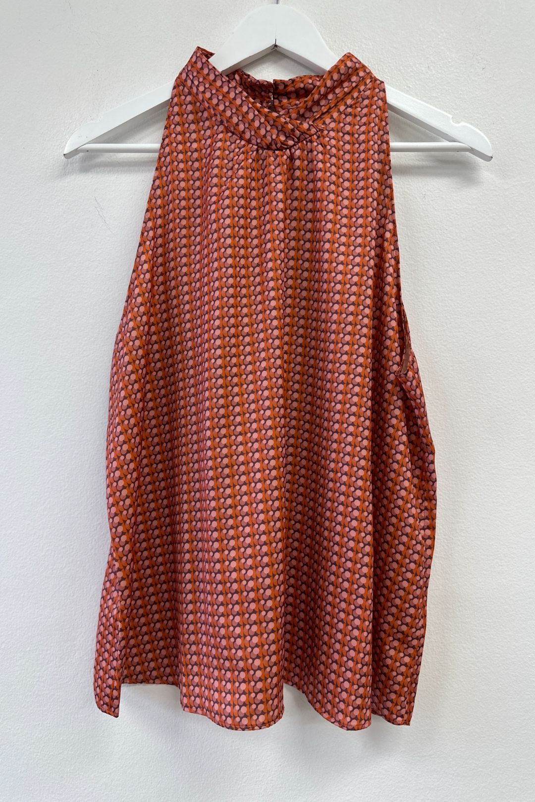 Orange Prismatic Print Sleeveless Top