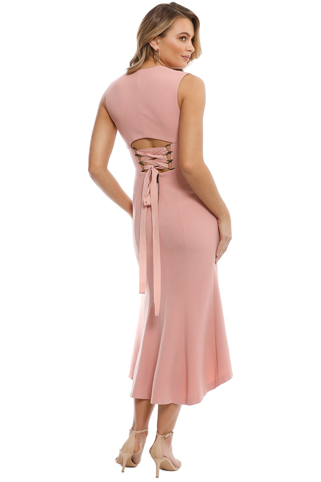 Rebecca Vallance -  Ravena Dress Lace Up Back - Blush Pink - Back