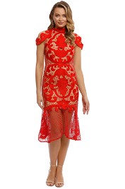 Thurley -  Rose Ceremony Midi Dress - Red - front