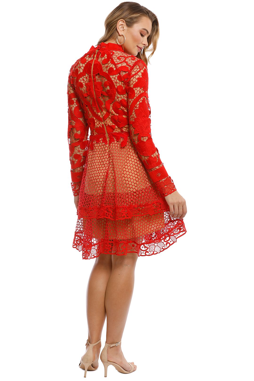 Thurley - Rose Ceremony Mini Dress - Red - back
