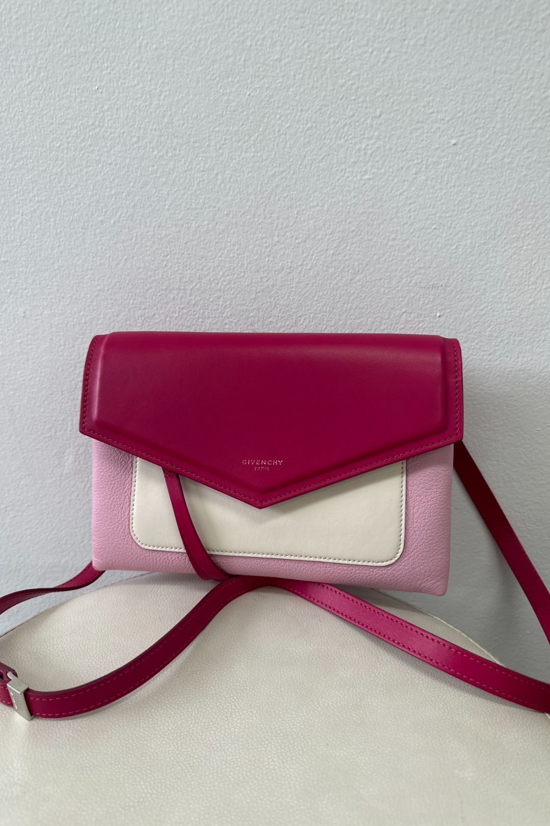 Tonal Pink and White Leather Duetto Cross-body Bag