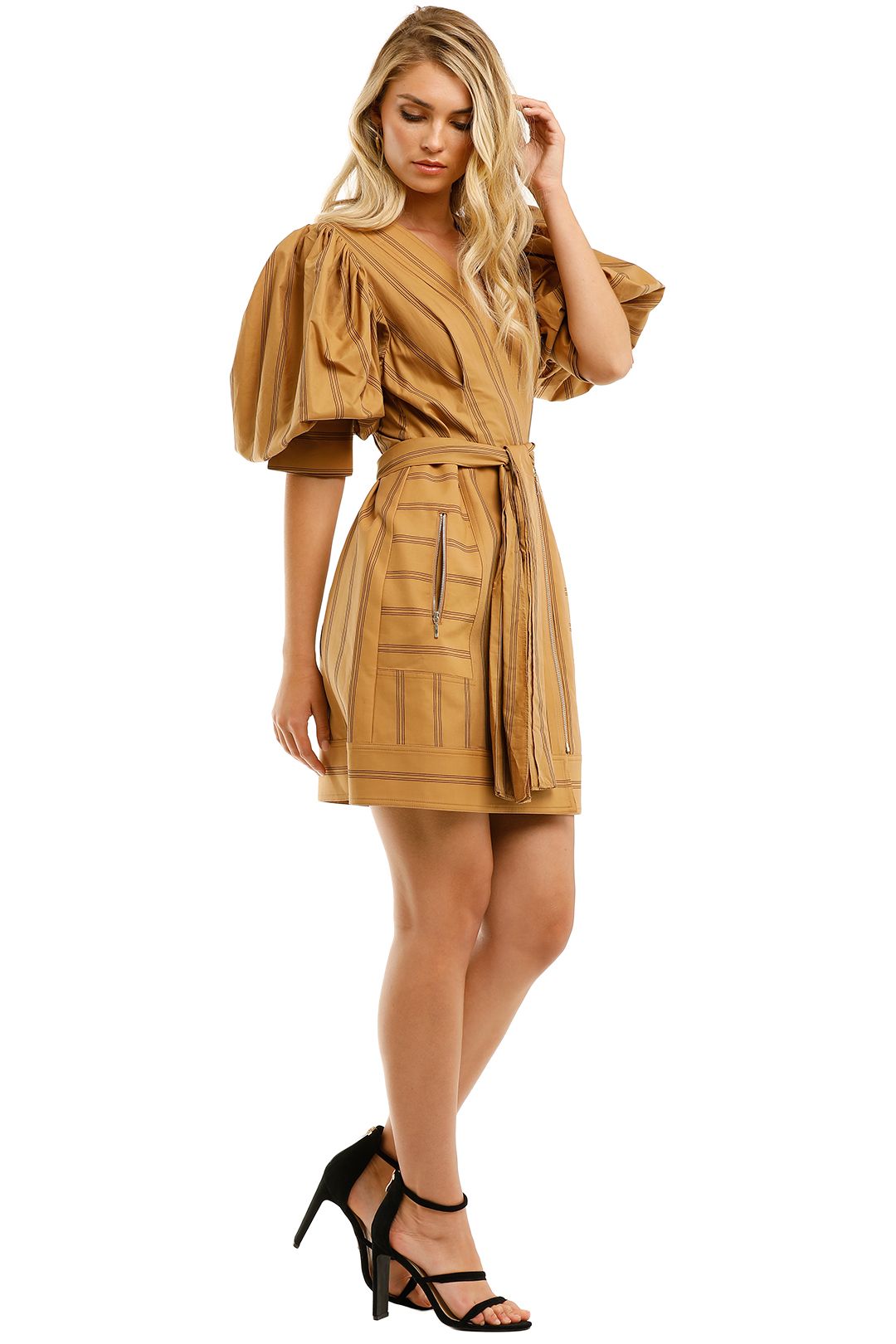 acler brown dress Wyatt in Burnt Caramel by for Hire Clothing Sizes:S Long dress with V-neck Its a pull fitted waist